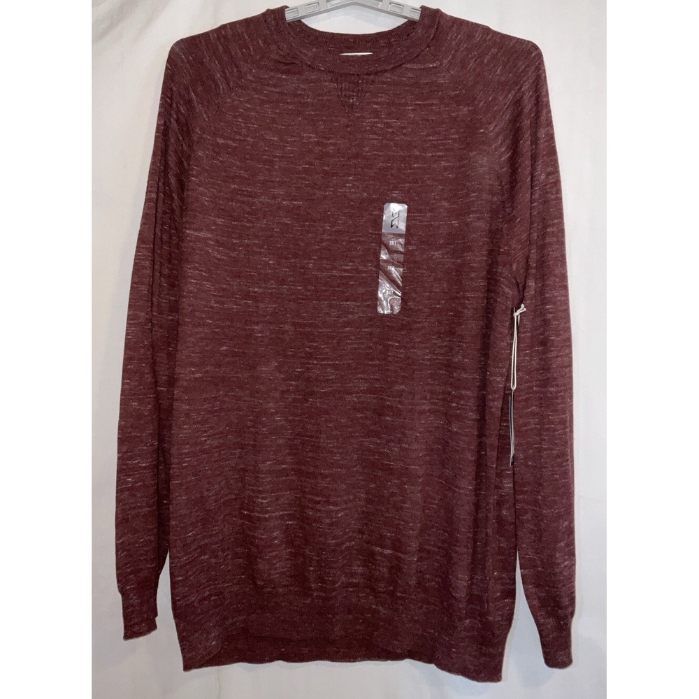 NWT Men's Big & Tall Mutual Weave Lightweight Sweater Burgundy Heather -‎ 2XLT